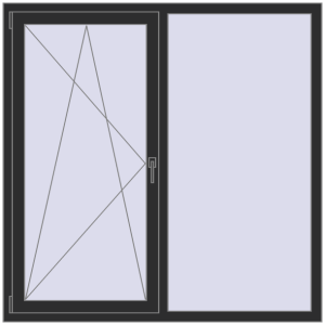 Zamów teraz Okna skrzydłowe 1500x1500 mm KORSA ENERGY-SAVING (SYNEGO MD) BLACK_STRUCTURAL dwustronny