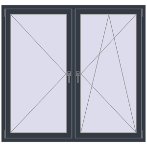 Zamów teraz Okna skrzydłowe 1600x1500 mm KORSA BRILLANT ANTHRACITE_GREY_STRUKTURAL dwustronny