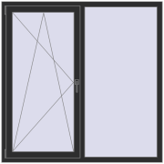 Okna skrzydłowe 1500x1500 mm KORSA ENERGY-SAVING (SYNEGO MD) BLACK_STRUCTURAL dwustronny