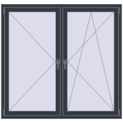 Okna skrzydłowe 1600x1500 mm KORSA BRILLANT ANTHRACITE_GREY_STRUKTURAL dwustronny